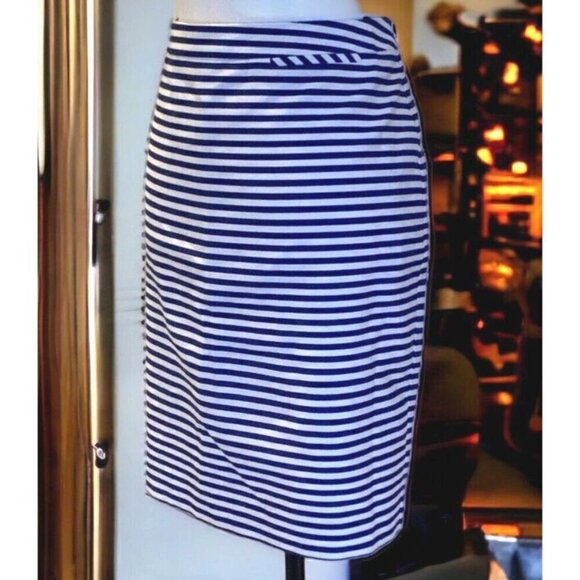 Halogen Womens Blue White Striped Straight Pencil Skirt Size 14 Lined Classy - Picture 5 of 16